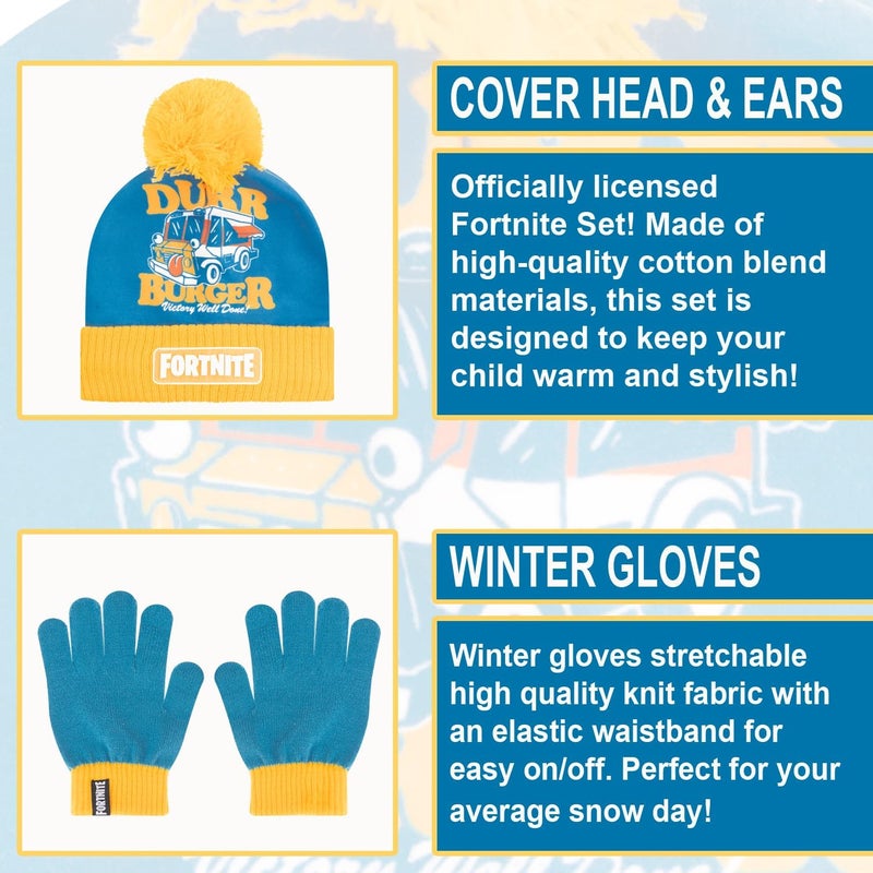 FORTNITE Boys Winter Beanie Hat and Snow Gloves for Boys 2 Piece Set - Image 2
